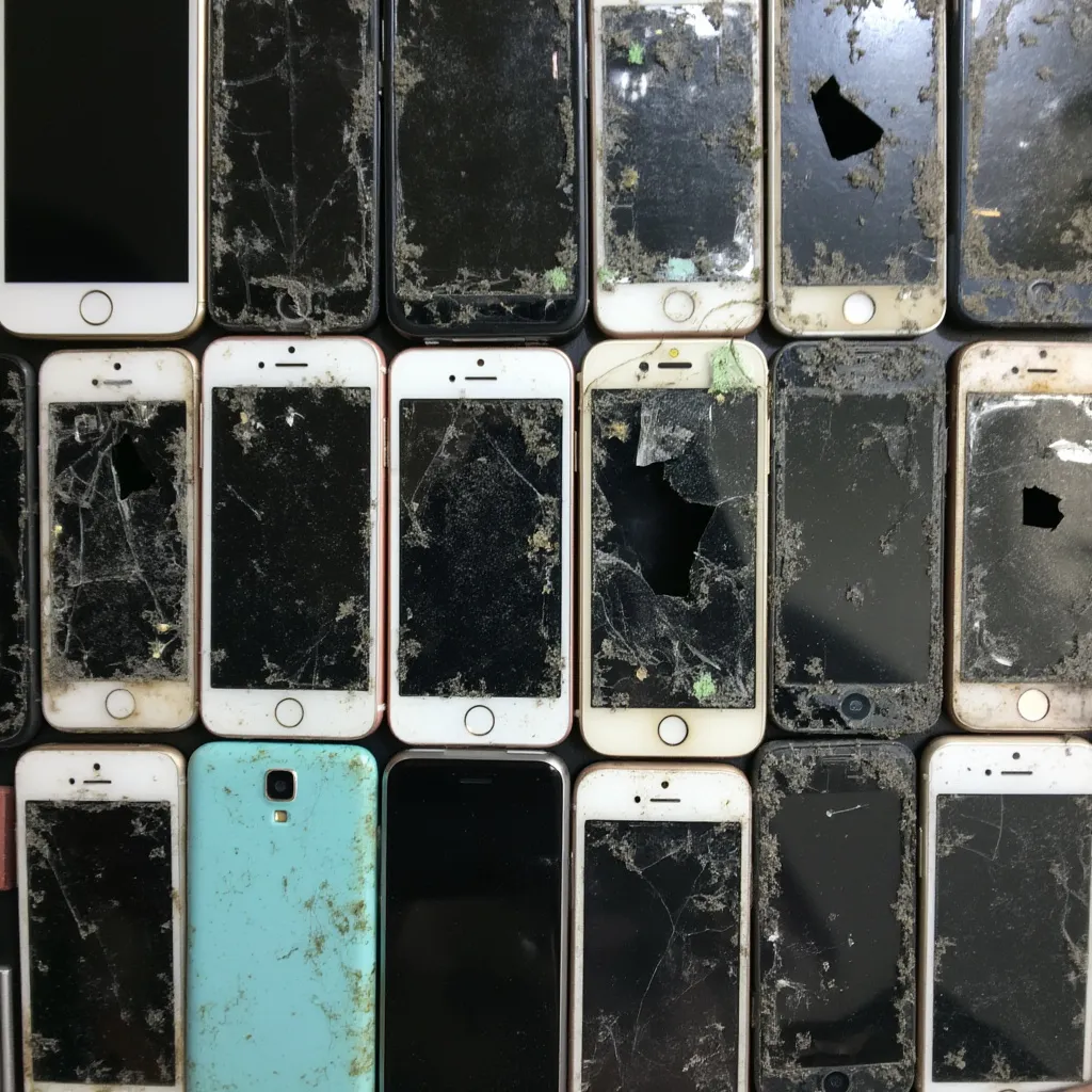 Variedad de smartphones listos para ser reparados